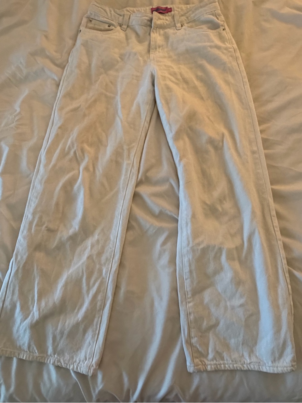 Edikted Cream Corduroy Wide Straight Pants